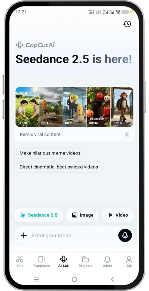 CapCut Android APK download and installation interface